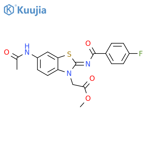 methyl 2-(2Z)-6-acetamido-2-(4-fluorobenzoyl)imino-2,3-dihydro-1,3-benzothiazol-3-ylacetate structure