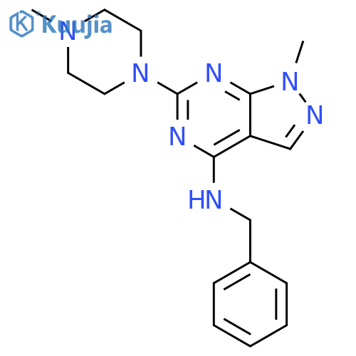 N-benzyl-1-methyl-6-(4-methylpiperazin-1-yl)-1H-pyrazolo3,4-dpyrimidin-4-amine structure