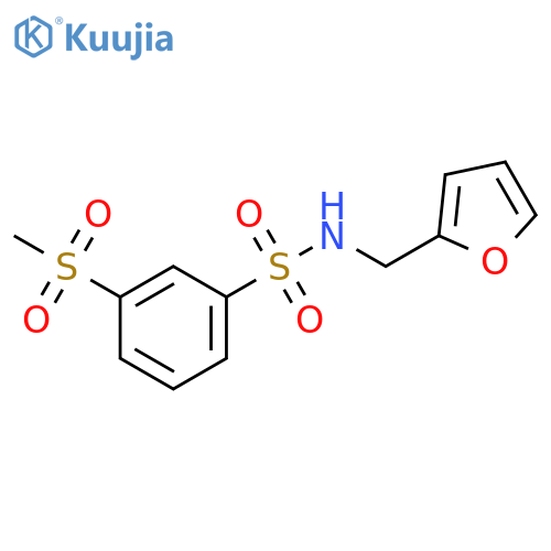 N-(furan-2-yl)methyl-3-methanesulfonylbenzene-1-sulfonamide structure