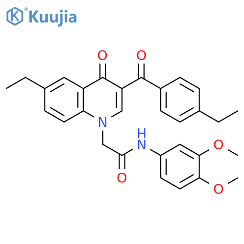 N-(3,4-dimethoxyphenyl)-2-6-ethyl-3-(4-ethylbenzoyl)-4-oxo-1,4-dihydroquinolin-1-ylacetamide structure