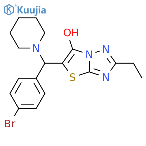 5-(4-bromophenyl)(piperidin-1-yl)methyl-2-ethyl-1,2,4triazolo3,2-b1,3thiazol-6-ol structure