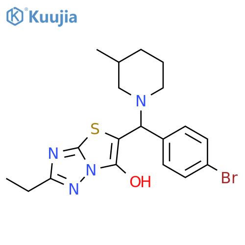 5-(4-bromophenyl)(3-methylpiperidin-1-yl)methyl-2-ethyl-1,2,4triazolo3,2-b1,3thiazol-6-ol structure
