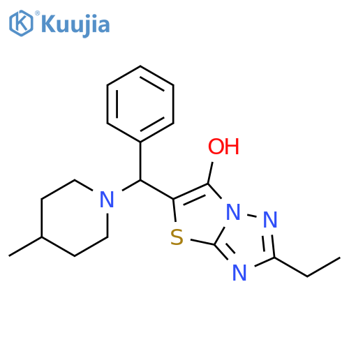2-ethyl-5-(4-methylpiperidin-1-yl)(phenyl)methyl-1,2,4triazolo3,2-b1,3thiazol-6-ol structure