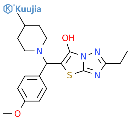 2-ethyl-5-(4-methoxyphenyl)(4-methylpiperidin-1-yl)methyl-1,2,4triazolo3,2-b1,3thiazol-6-ol structure