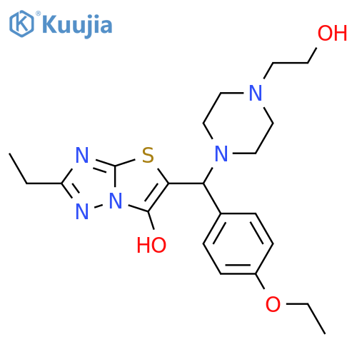 5-(4-ethoxyphenyl)4-(2-hydroxyethyl)piperazin-1-ylmethyl-2-ethyl-1,2,4triazolo3,2-b1,3thiazol-6-ol structure