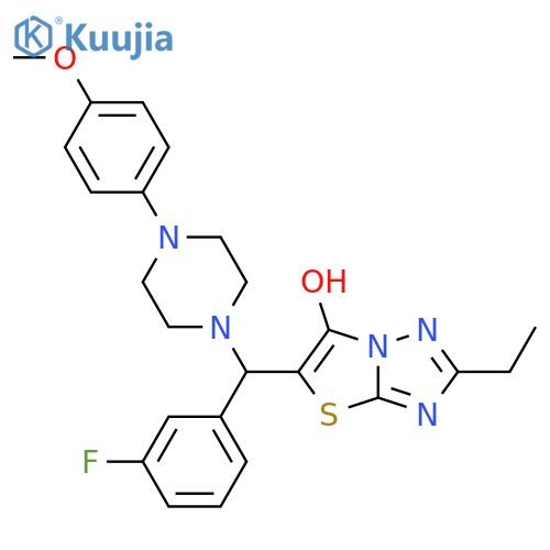 2-ethyl-5-(3-fluorophenyl)4-(4-methoxyphenyl)piperazin-1-ylmethyl-1,2,4triazolo3,2-b1,3thiazol-6-ol structure
