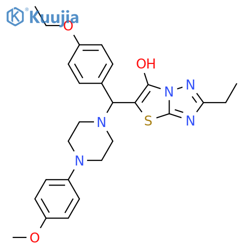 5-(4-ethoxyphenyl)4-(4-methoxyphenyl)piperazin-1-ylmethyl-2-ethyl-1,2,4triazolo3,2-b1,3thiazol-6-ol structure