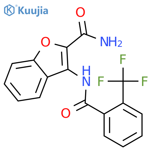 3-2-(trifluoromethyl)benzamido-1-benzofuran-2-carboxamide structure
