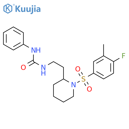 3-{2-1-(4-fluoro-3-methylbenzenesulfonyl)piperidin-2-ylethyl}-1-phenylurea structure