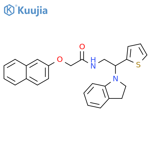 N-2-(2,3-dihydro-1H-indol-1-yl)-2-(thiophen-2-yl)ethyl-2-(naphthalen-2-yloxy)acetamide structure