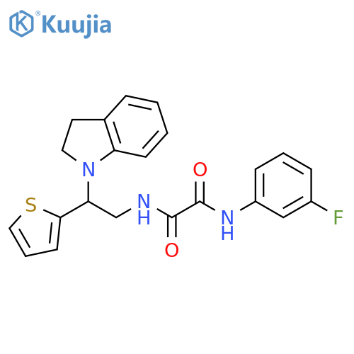 N-2-(2,3-dihydro-1H-indol-1-yl)-2-(thiophen-2-yl)ethyl-N'-(3-fluorophenyl)ethanediamide structure