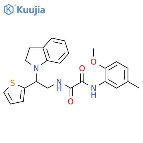 N-2-(2,3-dihydro-1H-indol-1-yl)-2-(thiophen-2-yl)ethyl-N'-(2-methoxy-5-methylphenyl)ethanediamide structure