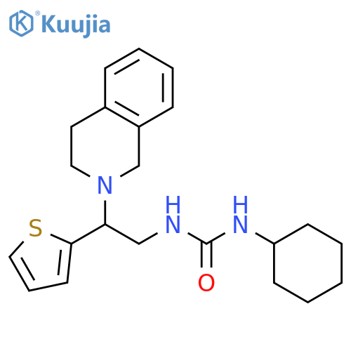 1-cyclohexyl-3-2-(1,2,3,4-tetrahydroisoquinolin-2-yl)-2-(thiophen-2-yl)ethylurea structure