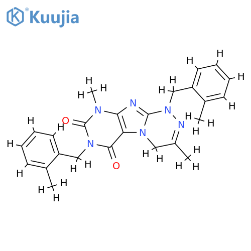 3,9-dimethyl-1,7-bis(2-methylphenyl)methyl-1H,4H,6H,7H,8H,9H-1,2,4triazino4,3-gpurine-6,8-dione structure