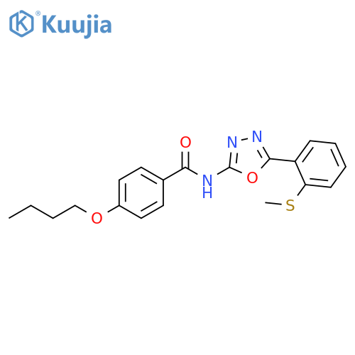 4-butoxy-N-{5-2-(methylsulfanyl)phenyl-1,3,4-oxadiazol-2-yl}benzamide structure