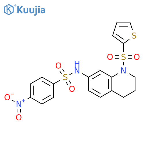 4-nitro-N-1-(thiophene-2-sulfonyl)-1,2,3,4-tetrahydroquinolin-7-ylbenzene-1-sulfonamide structure