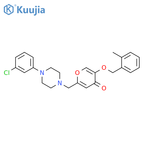 2-{4-(3-chlorophenyl)piperazin-1-ylmethyl}-5-(2-methylphenyl)methoxy-4H-pyran-4-one structure