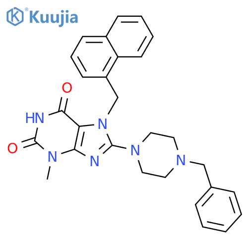 8-(4-benzylpiperazin-1-yl)-3-methyl-7-(naphthalen-1-yl)methyl-2,3,6,7-tetrahydro-1H-purine-2,6-dione structure