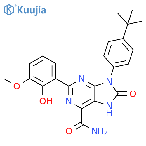 9-(4-tert-butylphenyl)-2-(2-hydroxy-3-methoxyphenyl)-8-oxo-8,9-dihydro-7H-purine-6-carboxamide structure