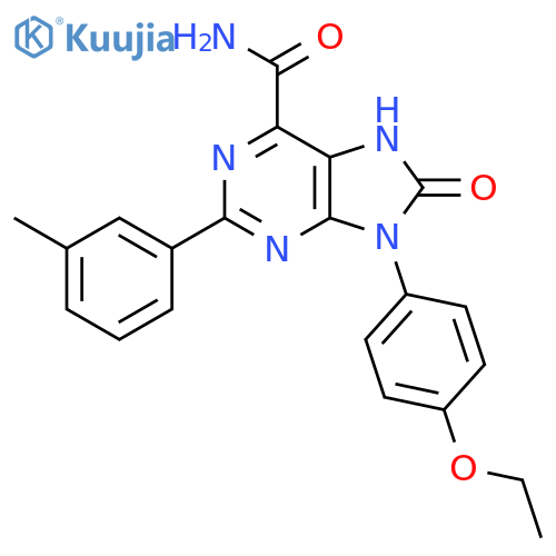 9-(4-ethoxyphenyl)-2-(3-methylphenyl)-8-oxo-8,9-dihydro-7H-purine-6-carboxamide structure