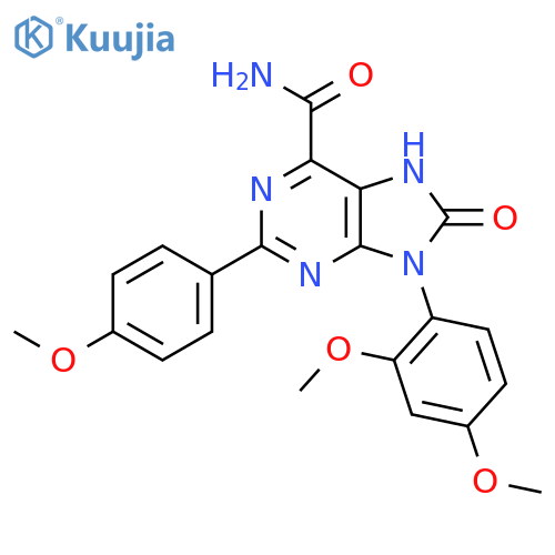 9-(2,4-dimethoxyphenyl)-2-(4-methoxyphenyl)-8-oxo-8,9-dihydro-7H-purine-6-carboxamide structure