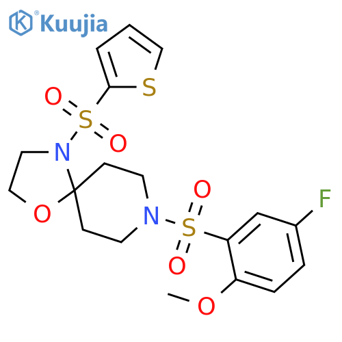 8-(5-fluoro-2-methoxybenzenesulfonyl)-4-(thiophene-2-sulfonyl)-1-oxa-4,8-diazaspiro4.5decane structure
