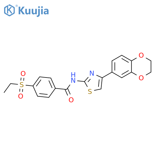 N-4-(2,3-dihydro-1,4-benzodioxin-6-yl)-1,3-thiazol-2-yl-4-(ethanesulfonyl)benzamide structure
