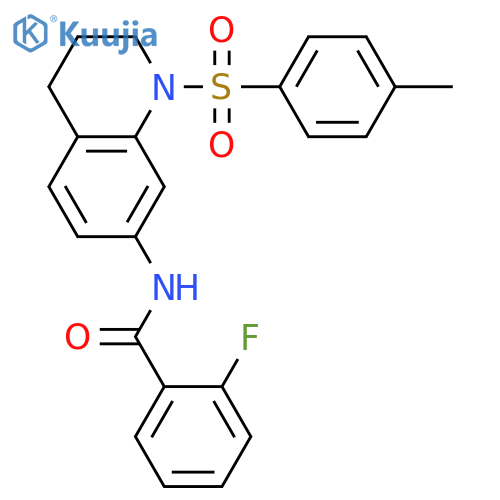 2-fluoro-N-1-(4-methylbenzenesulfonyl)-1,2,3,4-tetrahydroquinolin-7-ylbenzamide structure