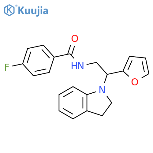 N-2-(2,3-dihydro-1H-indol-1-yl)-2-(furan-2-yl)ethyl-4-fluorobenzamide structure