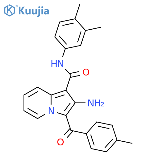 2-amino-N-(3,4-dimethylphenyl)-3-(4-methylbenzoyl)indolizine-1-carboxamide structure