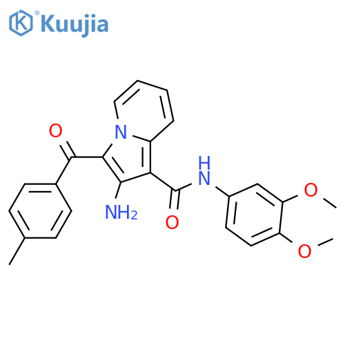 2-amino-N-(3,4-dimethoxyphenyl)-3-(4-methylbenzoyl)indolizine-1-carboxamide structure