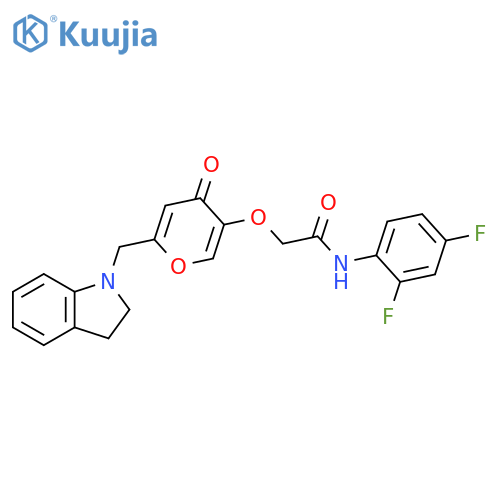 N-(2,4-difluorophenyl)-2-({6-(2,3-dihydro-1H-indol-1-yl)methyl-4-oxo-4H-pyran-3-yl}oxy)acetamide structure