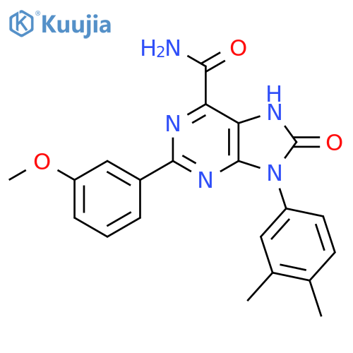 9-(3,4-dimethylphenyl)-2-(3-methoxyphenyl)-8-oxo-8,9-dihydro-7H-purine-6-carboxamide structure
