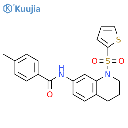 4-methyl-N-1-(thiophene-2-sulfonyl)-1,2,3,4-tetrahydroquinolin-7-ylbenzamide structure