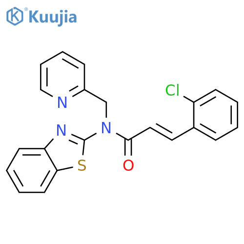 (2E)-N-(1,3-benzothiazol-2-yl)-3-(2-chlorophenyl)-N-(pyridin-2-yl)methylprop-2-enamide structure