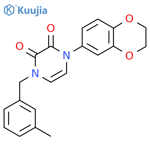 1-(2,3-dihydro-1,4-benzodioxin-6-yl)-4-(3-methylphenyl)methyl-1,2,3,4-tetrahydropyrazine-2,3-dione structure
