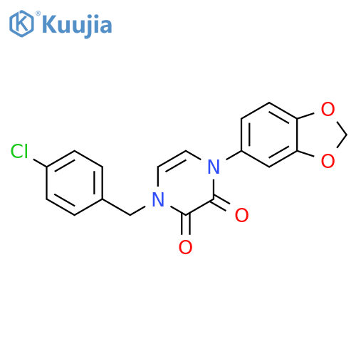 1-(2H-1,3-benzodioxol-5-yl)-4-(4-chlorophenyl)methyl-1,2,3,4-tetrahydropyrazine-2,3-dione structure