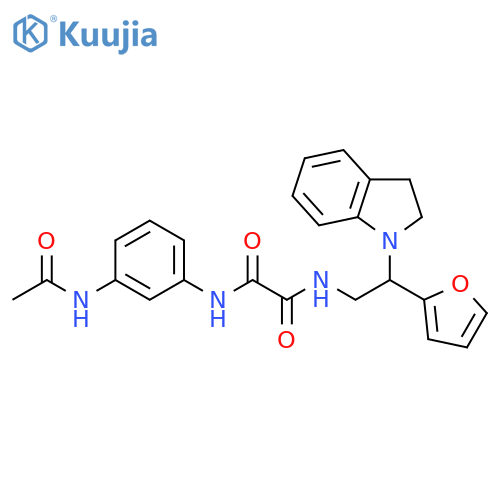 N-2-(2,3-dihydro-1H-indol-1-yl)-2-(furan-2-yl)ethyl-N'-(3-acetamidophenyl)ethanediamide structure