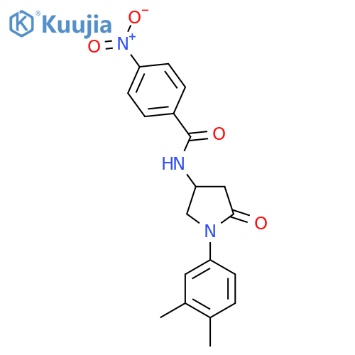 N-1-(3,4-dimethylphenyl)-5-oxopyrrolidin-3-yl-4-nitrobenzamide structure