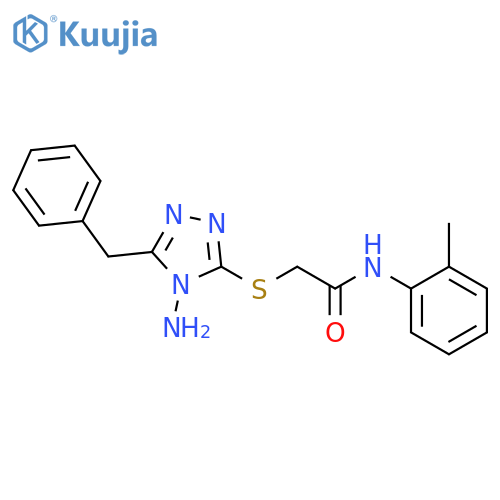2-(4-amino-5-benzyl-4H-1,2,4-triazol-3-yl)sulfanyl-N-(2-methylphenyl)acetamide structure