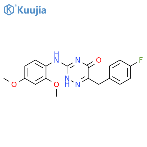 3-(2,4-dimethoxyphenyl)amino-6-(4-fluorophenyl)methyl-4,5-dihydro-1,2,4-triazin-5-one structure