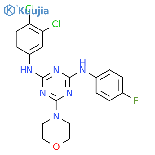 N2-(3,4-dichlorophenyl)-N4-(4-fluorophenyl)-6-(morpholin-4-yl)-1,3,5-triazine-2,4-diamine structure