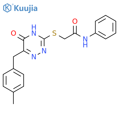 2-({6-(4-methylphenyl)methyl-5-oxo-4,5-dihydro-1,2,4-triazin-3-yl}sulfanyl)-N-phenylacetamide structure