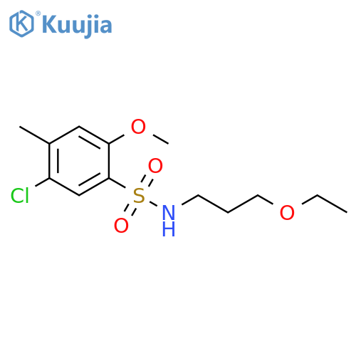 5-chloro-N-(3-ethoxypropyl)-2-methoxy-4-methylbenzene-1-sulfonamide structure