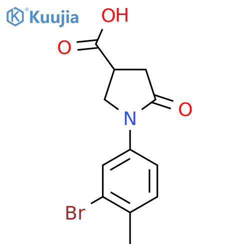 1-(3-Bromo-4-methylphenyl)-5-oxopyrrolidine-3-carboxylic acid structure