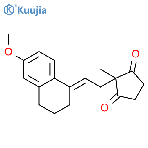 2-[(2E)-2-(6-methoxy-3,4-dihydronaphthalen-1(2H)-ylidene)ethyl]-2-methylcyclopentane-1,3-dione structure