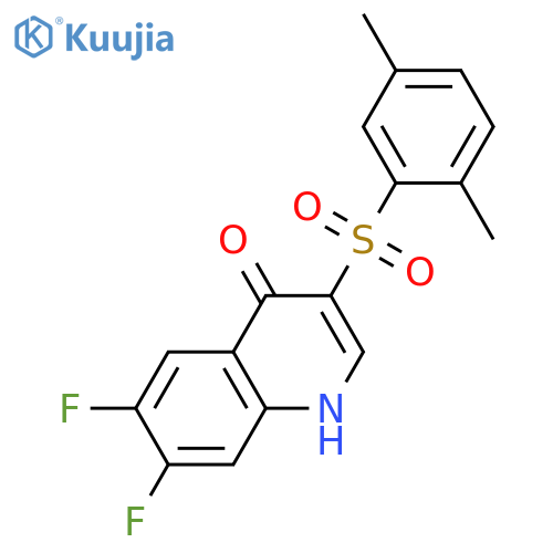 3-(2,5-dimethylphenyl)sulfonyl-6,7-difluoro-1H-quinolin-4-one structure