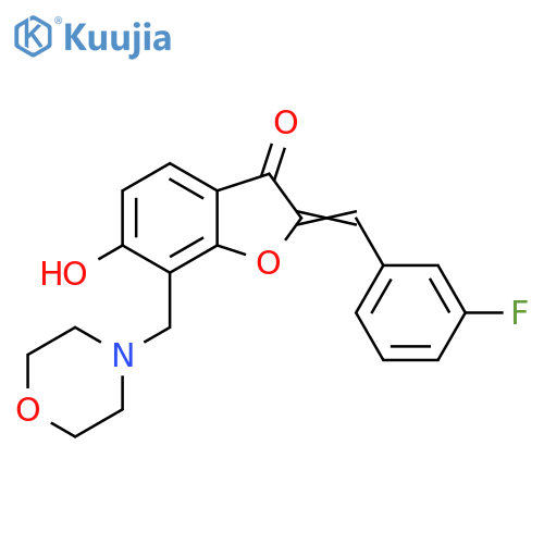 (2Z)-2-(3-fluorophenyl)methylidene-6-hydroxy-7-(morpholin-4-yl)methyl-2,3-dihydro-1-benzofuran-3-one structure
