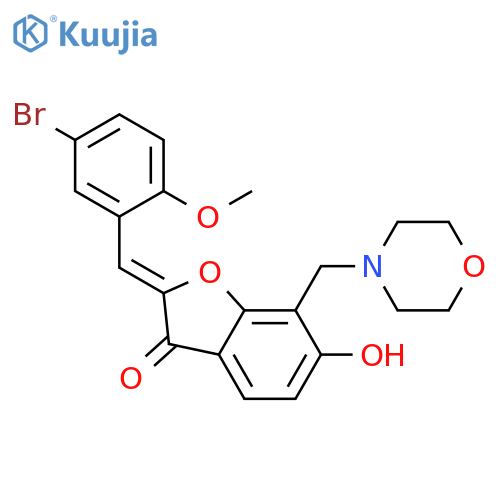 (2Z)-2-(5-bromo-2-methoxyphenyl)methylidene-6-hydroxy-7-(morpholin-4-yl)methyl-2,3-dihydro-1-benzofuran-3-one structure