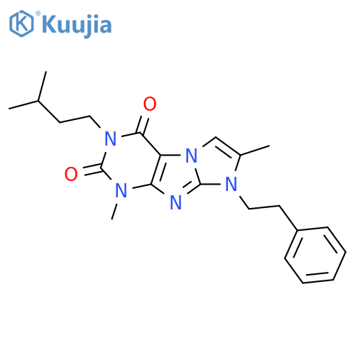 1,7-dimethyl-3-(3-methylbutyl)-8-(2-phenylethyl)-1H,2H,3H,4H,8H-imidazo1,2-gpurine-2,4-dione structure